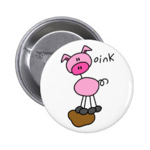 Pig Says Oink T-shirts and Gifts Pinback Buttons