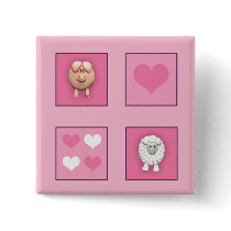 Pig & Sheep & Hearts buttons