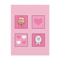 Pig & Sheep & Hearts postcards