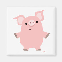 Pig standing up magnet