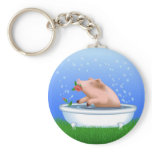 Pig Taking Bath keychains