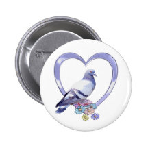 Pigeon in Heart Pinback Button