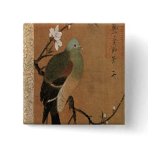Pigeon on the Peach Tree Vintage Japanese Floral
