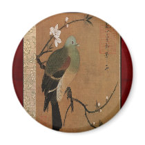 Pigeon on the Peach Tree Vintage Japanese Floral