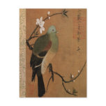 Pigeon on the Peach Tree Vintage Japanese Floral postcards