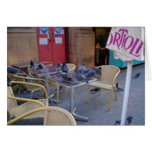 Pigeons at Lunch Greeting Cards