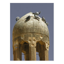 Pigeons on a minaret postcard