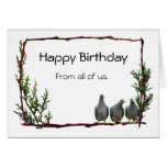 Pigeons on Twig Birthday Card