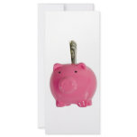 Piggy bank with money rack cards