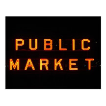 Pike Place Market at night Postcard