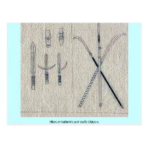 Pikes or halberds and staffs Ukiyo-e. Post Cards