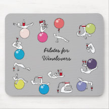 Pilates for wine lovers mousemat, grey mousepads