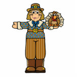 pilgrim boy with turkey photo sculptures