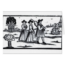 Pilgrims set sail on the Mayflower Greeting Cards