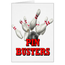 Pin Busters Bowling Greeting Card