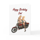 Pin-up biker girls birthday card for Dad