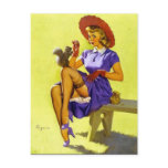 Pin-Up Feeding a Squirrel postcards