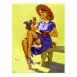 Pin-Up Feeding a Squirrel Postcards