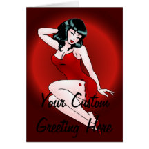 Pin Up Girl Card Personalised Retro Tattoo Cards