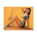 pin up girl toooo postcards