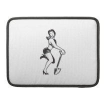 Pin-up Girl With Shovel Spade Retro Sleeves For MacBook Pro