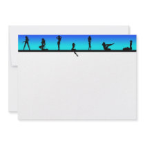 Pin Up Girls Blue Green Top Panel Invitation