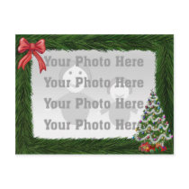 Pine Border Christmas Photo Postcard