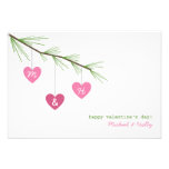 Pine Bough Pink Hearts Valentine's Card From Both Personalised Announcement