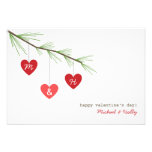 Pine Bough Red Hearts Valentine's Card From Both Personalized Announcements