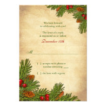 Pines Boughs Holiday Winter Wedding RSVP Card Personalised Invitations
