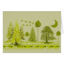 Pines with Moon-Customise Change BackGround Colour