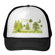 Pines with Moon-Customise Change BackGround Colour Hats