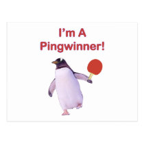 Pingwinner Penguin Ping Pong postcards