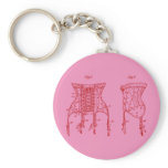 Pink 1908 Corset Illustration keychains