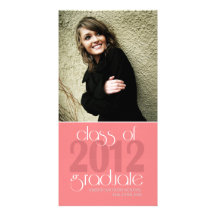 Pink 2012 Class High School Graduation Photo Card