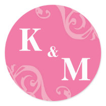 Pink 2 initial letter monogram favour tag seal