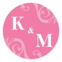 Pink 2 initial letter monogram favour tag seal stickers
