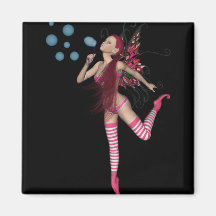 Pink 3D Pixie - Fairy Graphic 1 Refrigerator Magnet