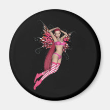 Pink 3D Pixie - Fairy Graphic 2 Refrigerator Magnets
