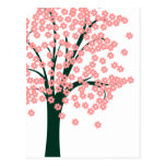 Pink Abstract Tree Postcards
