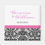 Pink Accent Damask Save The Date Magnet