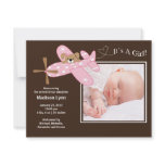 Pink Aeroplane Baby Girl Birth Annoucement