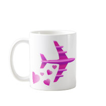 Pink Aeroplane Valentine Coffee Mugs