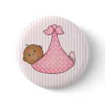 Pink African American Girl in Blanket buttons
