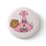 Pink African American It's a Girl buttons