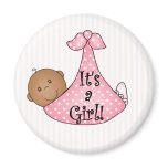 Pink African American It's a Girl magnets
