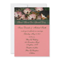Pink African Daisies Floral Wedding Invitation