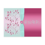 Pink and Aqua R.S.V.P. Postcard