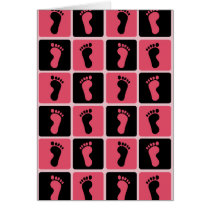 Pink and Black Baby Footprints Card