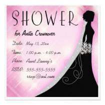 Pink and Black Bling Bridal Shower invitations